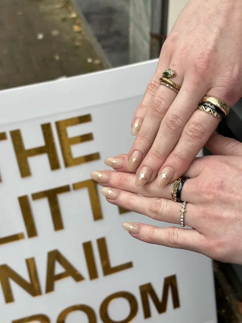 Glossy nude manicure at The Little Nail Room